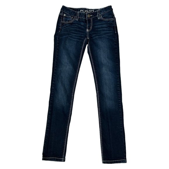Rue 21 Womens Junior 1/2 Regular Low Rise Skinny Denim Blue‎ Jeans Pants - Picture 1 of 11